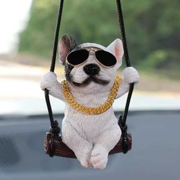 Interior Decorations Cartoon Swinging Bulldog Model Car Decoration Car Rear View Mirror Pendant Cute Dog Decoration Interior Accessories Gift T240606