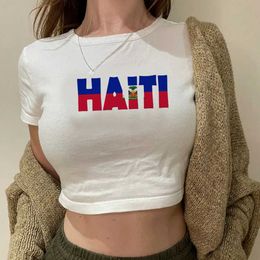 Women's Tanks Camis Haitian Hippie Street Aesthetics Crop Top Female Fairy Core Harajuku Kawi Comic T-shirt Clothing 240672 240672