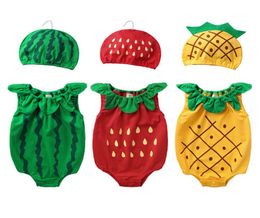 2019 summer baby onepiece Romper cute fruit modelling pure cotton toddler costume with hat newborn baby clothes 708090 9setlot2711200