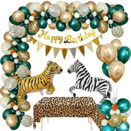 Party Decoration Baby Shower Birthday Jungle Boy Safari Zebra Tiger Balloon With Banner Latex DIY Decor