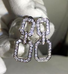 Geometry Designer Shining Crystal Stud Earrings Geometric Rectangle Simple Dangle CZ Zircon Diamond Earring Women Party Wedding Je1708152