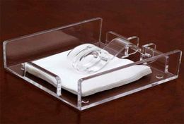 Square Clear Acrylic Cocktail Napkin Holder Paper Serviette Dispenser Tissue Box Bar Caddy for Dining Table el Home Decor 2108181719250