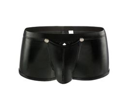 Leather Button Open Crotch Mens Boxer Shorts Jock Strap BuLatex Boxershorts Bugle Pouch Underwear Gay Panties 2XL Underpants1401171