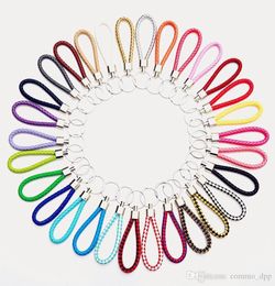 30 Colour PU Leather Braided Woven Keychain Rope Rings Fit DIY Circle Pendant Key Chains Holder Car Keyrings Jewellery accessories in6799653