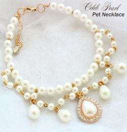 Handmade Dog Apparel pet accessories cat necklace Exclusive design Court baroque style Vintage teardrop pearl petal poodle Maltese4919989
