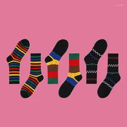 Women Socks 3/6 Pairs High Quality Creative Rainbow Campus Sports Mid-tube Versatile Striped Cotton Casual
