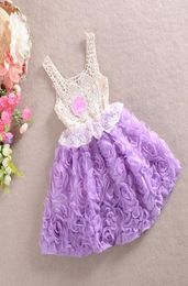 babies clothes Princess girls flower dress Hollow flower baby girl tutu dress with colorful petal lace dress Bubble Skirt baby clo9392980