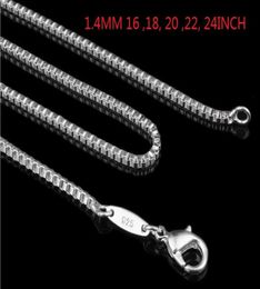 14MM Silver Plate Square Link Venetian Necklace Box Chain 16 18 20 22 24 INCH fashion Jewellery K53905708845
