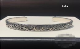 2020 Vintage carving flower 925 Sterling silver g Bracelets Luxury Round Cuff designer Wolf Bangle Men Women Jewellery lover gift6759490