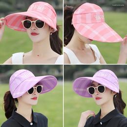 Wide Brim Hats Fashion Women Ladies Summer Foldable Sun Hat Cycling Breathable Anti-uv Visor Caps Outdoor Travel Beach Sunscreen