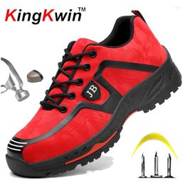 Boots Safety Shoes Men Security For Protector With Steel Toe Cap Red