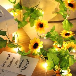 Strings Fairy Lights 2M 20LED LED String Sunflower Leaf Waterproof Outdoor Garland Lamp Christmas For Garden Decoration