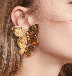 Stud UODCM Luxury Fashion Round Dangle Drop Korean Earrings For Women Big Butterfly Gold Earring 2021 Jewelry9008588