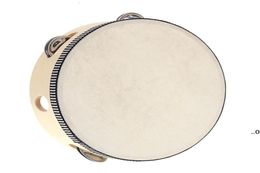 Drum 6 inches Tambourine Bell Hand Held Tambourine Birch Metal Jingles Kids School Musical Toy KTV Party Percussion Toy sea ship E3160340