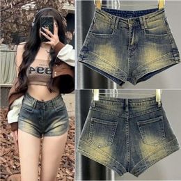 Basic Casual Dresses Old Jeans for Women Summer American Spicy Girls Wide Leg Slimming Shorts Thin High Waisted Straight Leg A-line Pants