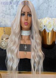 Ash Blonde Lace Wig Brazilian Straight Lace Front simulation Human Hair Wigs ombre Blonde Synthetic lace Frontal Wig 150 Density 5915468