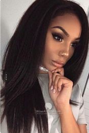 Diva1 hd transparent Frontal Wig 130 High Density Brazilian Yaki Kinky Straight Lace Human Hair Wigs pre plucked 360 Front9780470