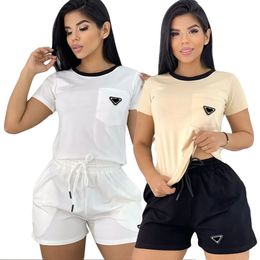 24ss Designer women's casual set with short sleeves and shorts, two-piece fashion and leisure luxury brand designer women's chanells sports set