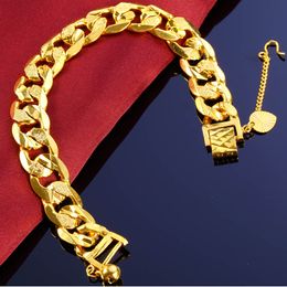 Dubai men bracelet designer luxury jewelry charms 24k Gold Plated Copper 12MM higher quality cuban link chain Casual womens bracelet free shipping gift nature
