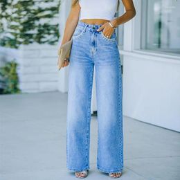 Women's Jeans Streetwear Fashion Est Petal Pocket Casual Baggy Light Blue Washed Wide Leg Pants Women's Loose Denim Trousers