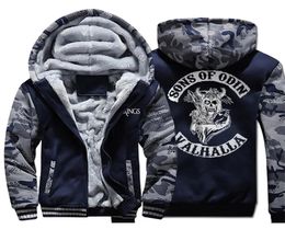 Creative Pattern Odin Valhalla Hoodies Male Winter Camouflage Sleeve Jackets Stylish Warm Coats Streetwear Harajuku Y2010017732110