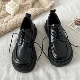 Casual Shoes Oxfords Women British Style Spring Autumn Beige Black Leather Classic Design Student Lolita Platform Oxford
