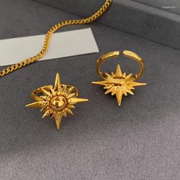 Cluster Rings VENTFILLE 925 Sterling Silve Golden Sun Ring For Women Gift Cross Retro Finger Design Versatile Jewelry Drop