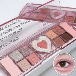 Love Heart Pink Eyeshadow 12 Colors Natural Glitter Pink Low Saturation Delicate Eye Makeup Cosmetic Waterproof Sweat Proof 240624