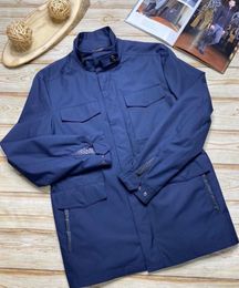 Dark Blue Mens Jackets Autumn and Winter Crocodile Splicing Technology Fabrics Leisure Cashmere Coat piana