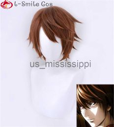 Cosplay Wigs Anime Death Note Yagami Light Cos Wig Short Brown Heat Resistant Hair Pelucas Cosplay Costume Wigs Wig Cap x0901