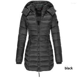 Women's Trench Coats Ladies Parkas Female Mid-length Solid Slim Fit Coat Thick Down Jacket Winter Overcoat Casual Long Sleeve Warm Black Red