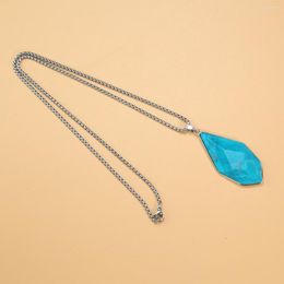 Pendant Necklaces Natural Stone Necklace Irregular Shape Blue Turquoise Stainless Steel Chain For Gift