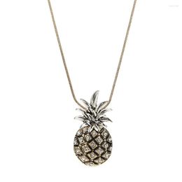 Pendant Necklaces Lureme Shiny Strass Handcrafted Charm Pineapple Necklace Fruit Jewerly For Women Fashion (nl005480)