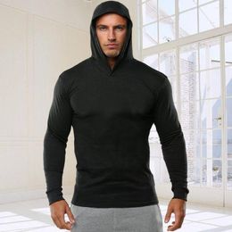 Men's Hoodies Men Solid Colour Hoodie Slim Fit Breathable Soft Cotton For Casual Fitness Wear Long Autumn