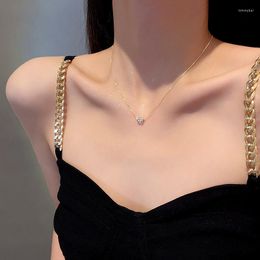 Pendant Necklaces Ins Style Personalized Design Sense Crystal Small Titanium Steel Women's Necklace Fashion Temperament Clavicle Chain