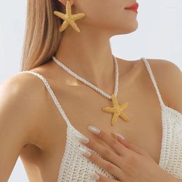 Pendant Necklaces Necklace Earring Set Starfish Women Girls Gold Silver Plating Fashion Jewelry Party Gift 2023 Style HN23428