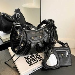 New Package 2023 Dark Millennium Motorcycle Spicy Liuding Tassel Single Bag Crossbody Weaving Shoulder Strap Oil Leather Cheap Outlet 50% Off