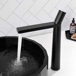 Bathroom Sink Faucets Faucet Mixer Cold Water Waterfall Basin Brass Black White Bath Deck Mounted Washbasin Tap