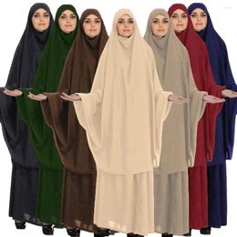 Ethnic Clothing 2 Piece Women Overhead Khimar Skirt Set Muslim Prayer Garment Clothes Full Cover Jilbab Hijab Dress Niqab Abaya Eid Ramadan