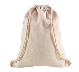 Sublimation Cotton Linen Drawstring Bags Decor Reusable Muslin Sachet Bag Blanks DIY Backpacks Party Wedding Home Storage