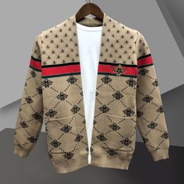 Men's Sweaters Color Contrast Pattern Printing Cardigan Men Sweter Korean Coat Designer Fall Fashion Knit Jacket 230831