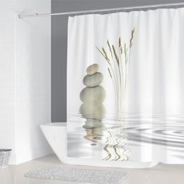 Shower Curtains Pebble Printed Shower Curtain Mildew Washable Curtain with Hook Bathroom Decorative Curtain Rocks 3D Shower Curtains 240*180cm 230831