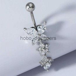Labret Lip Piercing Jewelry Fashion Shiny Butterfly Flower Zircon Pendant Stainless Steel Belly Button Ring Beautiful Navel Piercing Body Fashion Jewelry x0901