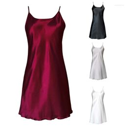 Women's Sleepwear Satin Nightdress Sexy Lotus Hem Sling Dress Chemise Mini Nightgown