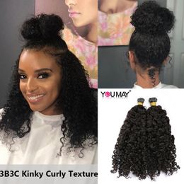 Lace Wigs 3B3C Kinky Curly I Tip Hair For Black Women Microlinks F Tip Microlinks Mongolian Burmese Human Hair YouMay Virgin 230901