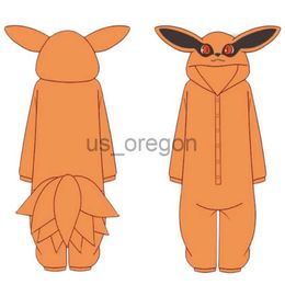 home clothing Uzumaki Kurama Kyuubi Fox Cosplay Costume Kigurumi Adult Unisex Anime Pyjamas Flannel Jumpsuit Sleepwear Onesies Prop x0902