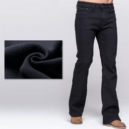 GRG Mens Winter Boot Cut Jeans Thicken Warm Stretch Denim Black Jeans Slim Slightly Flare Pants Fleece1211u