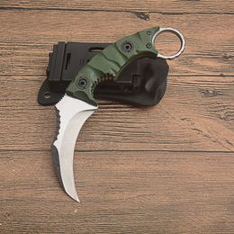 New G2397 Karambit Claw knife D2 Satin Blade Full Tang G10 Handle Outdoor Camping Hiking Fixed Blade Tactical Knives with Kydex