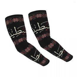 Knee Pads Palestine Arabic Calligraphy With Tatreez Embroidery Arm Sleeves Women Men Geometric Texture Athletic Sports Tattoo Cover Up