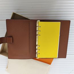 High Quality Holder Agenda Note BOOK Cover Leathers Diary Leather with dustbag and Invoice card Notes books Fashion Style Gold rin263C